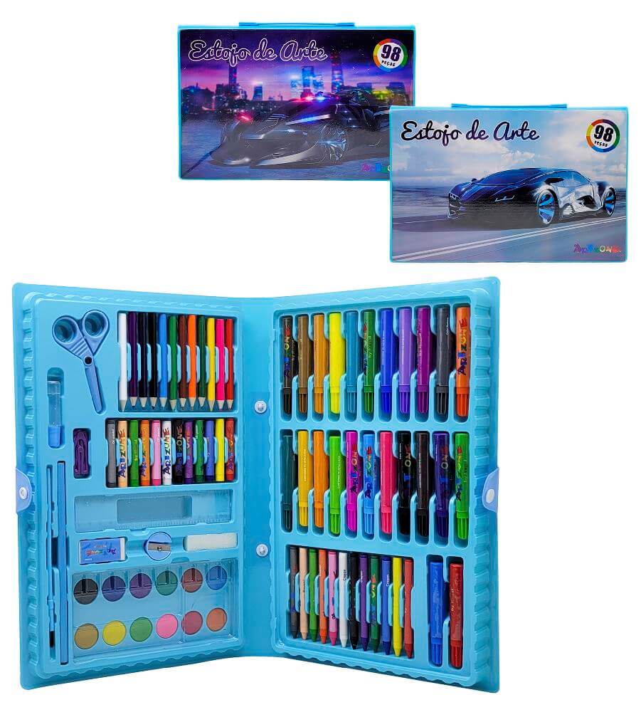 MALETA HIDROCOR 98PCS AZUL MT-98A MALETA HIDROCOR 98PCS AZUL MT-98A, MALETA HIDROCOR 98PCS AZUL, MALETA HIDROCOR AZUL, MALETA MASCULINA 98PCS, MALETA INFANTIL, MALETA HIDROCOR, MALETA Material Escolar e Papelaria